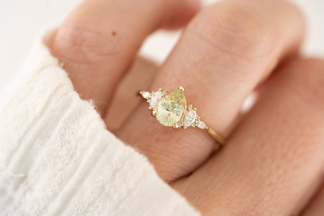 The Maeve - 1 CT Pear Mint Green Sapphire Ring