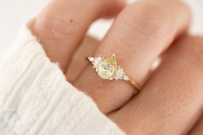 The Maeve - 1 CT Pear Mint Green Sapphire Ring - Lavender Creek Gems 