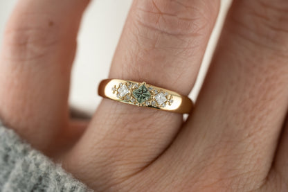 The Astral Ring | Princess Cut Green Sapphire