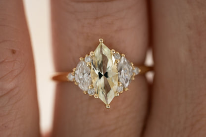 The Maren Ring | 1.1 CT Marquise Pastel Green/Yellow Sapphire - Lavender Creek Gems 