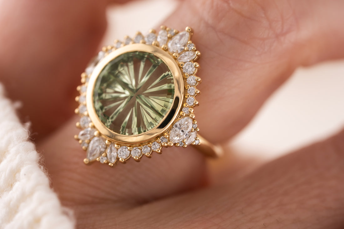 The Ethereal Ring | 4.51 CT Round Starbrite™ Green Tourmaline - Lavender Creek Gems 