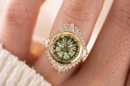 The Ethereal Ring | 4.51 CT Round Starbrite™ Green Tourmaline - Lavender Creek Gems 