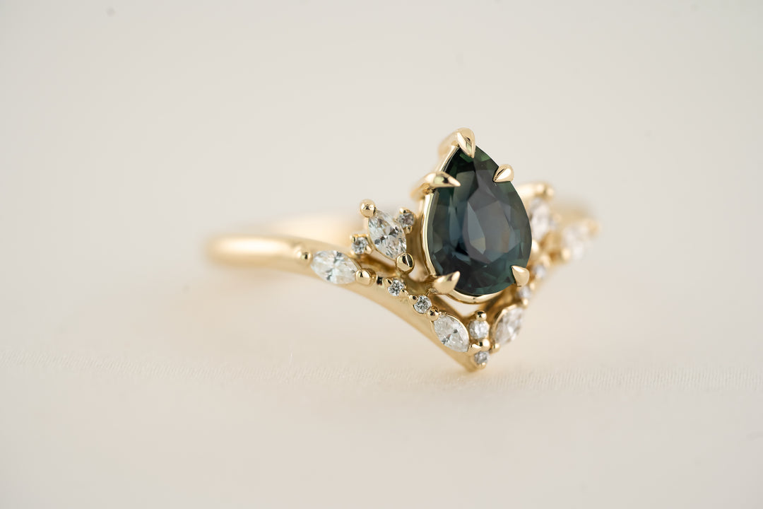 The Aurora - 1.33 CT Pear Teal Sapphire Ring