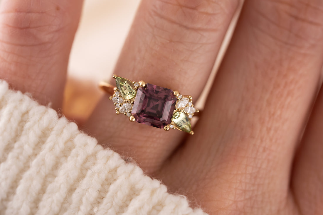 The Fleur Ring | 3.42 CT Asscher Dusty Rose Zircon