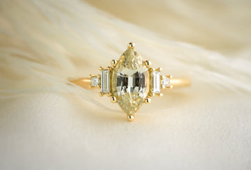 The Mira 1.7 CT Marquise Yellow Green Sapphire Ring - Lavender Creek Gems 