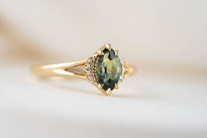 The Serendipity Ring | 1.05 CT Marquise Teal Sapphire