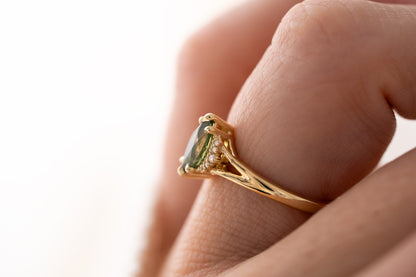 The Serendipity Ring | 1.05 CT Marquise Teal Sapphire