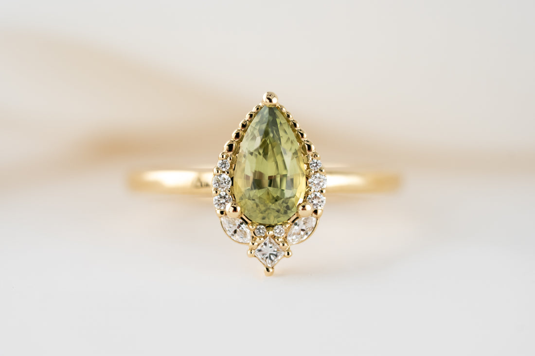 The Charlotte Ring | 1.32 CT Pear Green Sapphire