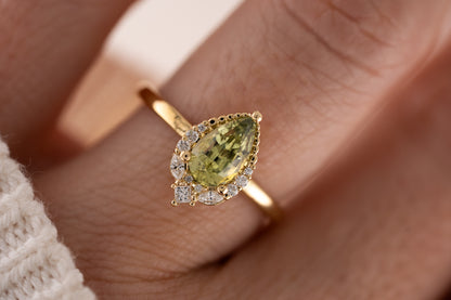 The Charlotte Ring | 1.32 CT Pear Green Sapphire