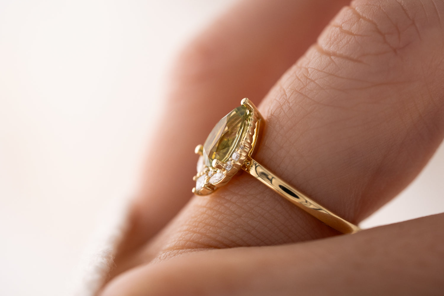 The Charlotte Ring | 1.32 CT Pear Green Sapphire