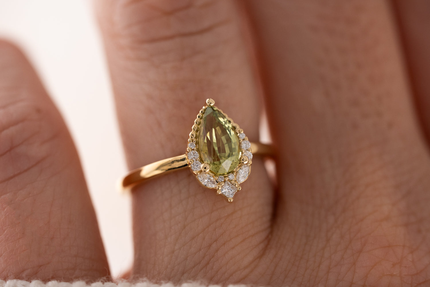 The Charlotte Ring | 1.32 CT Pear Green Sapphire