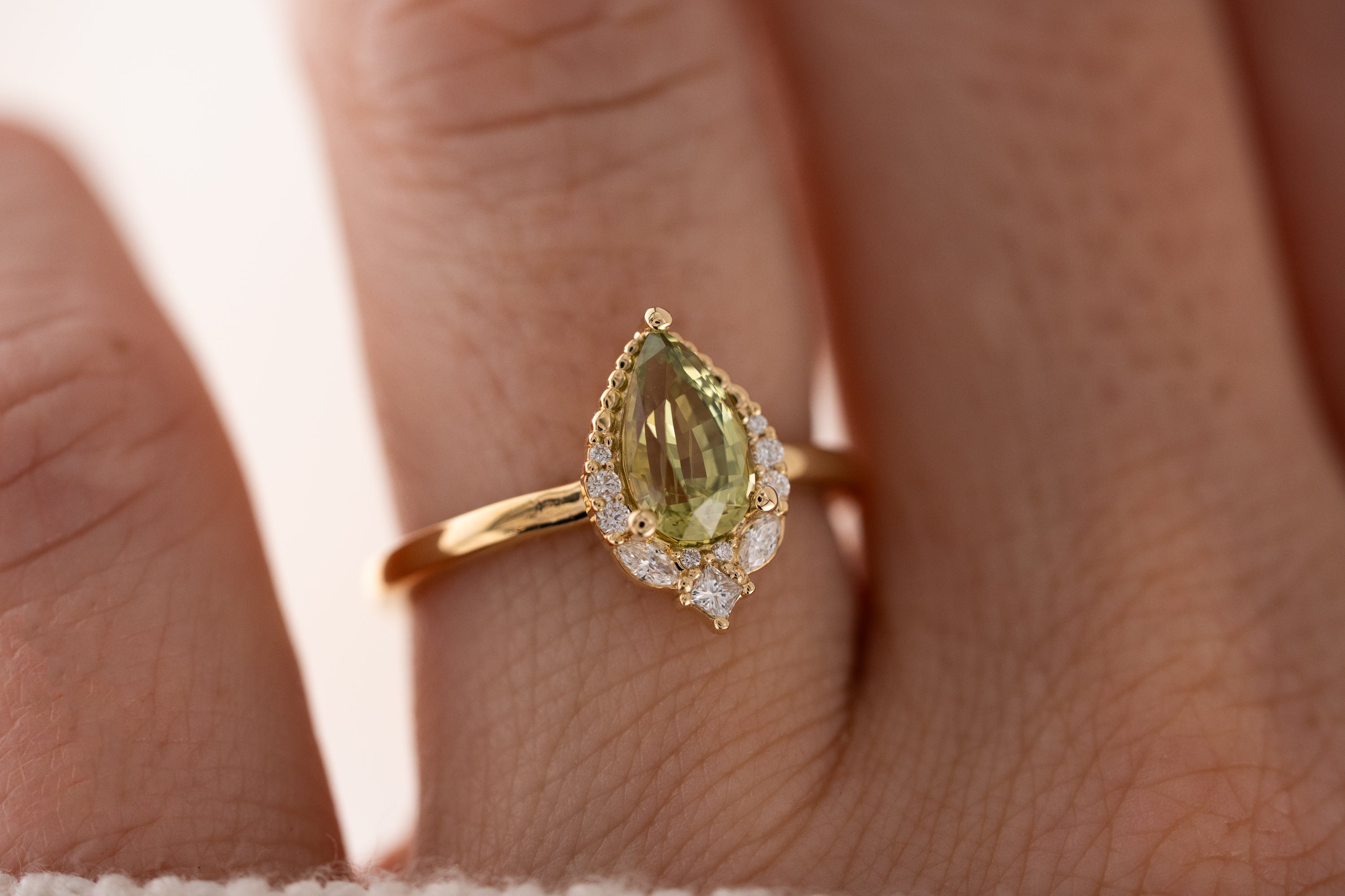 The Charlotte Ring | 1.32 CT Pear Green Sapphire