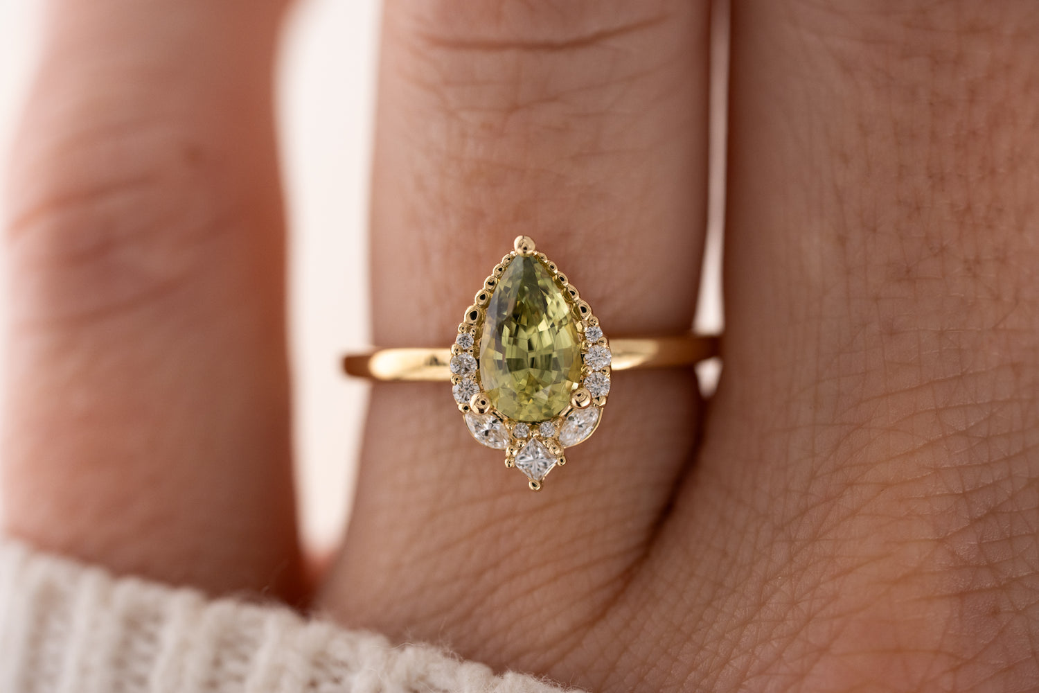 The Charlotte Ring | 1.32 CT Pear Green Sapphire