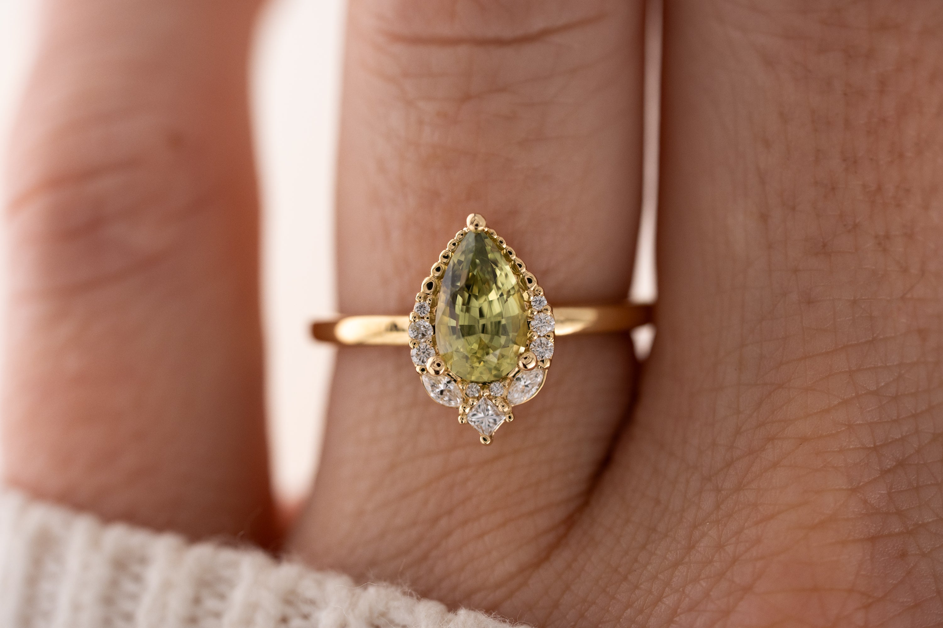 The Charlotte Ring | 1.32 CT Pear Green Sapphire
