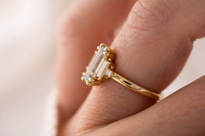 The Mira Ring | 1.18 CT Emerald Cut Pale Teal Sapphire