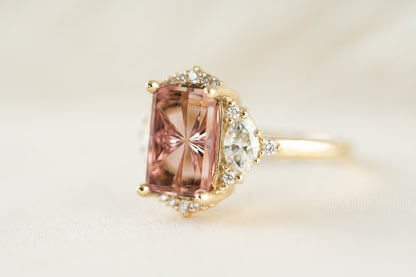 The Maren Halo Ring | 2.96 Rectangular Starbrite™ Pink Tourmaline