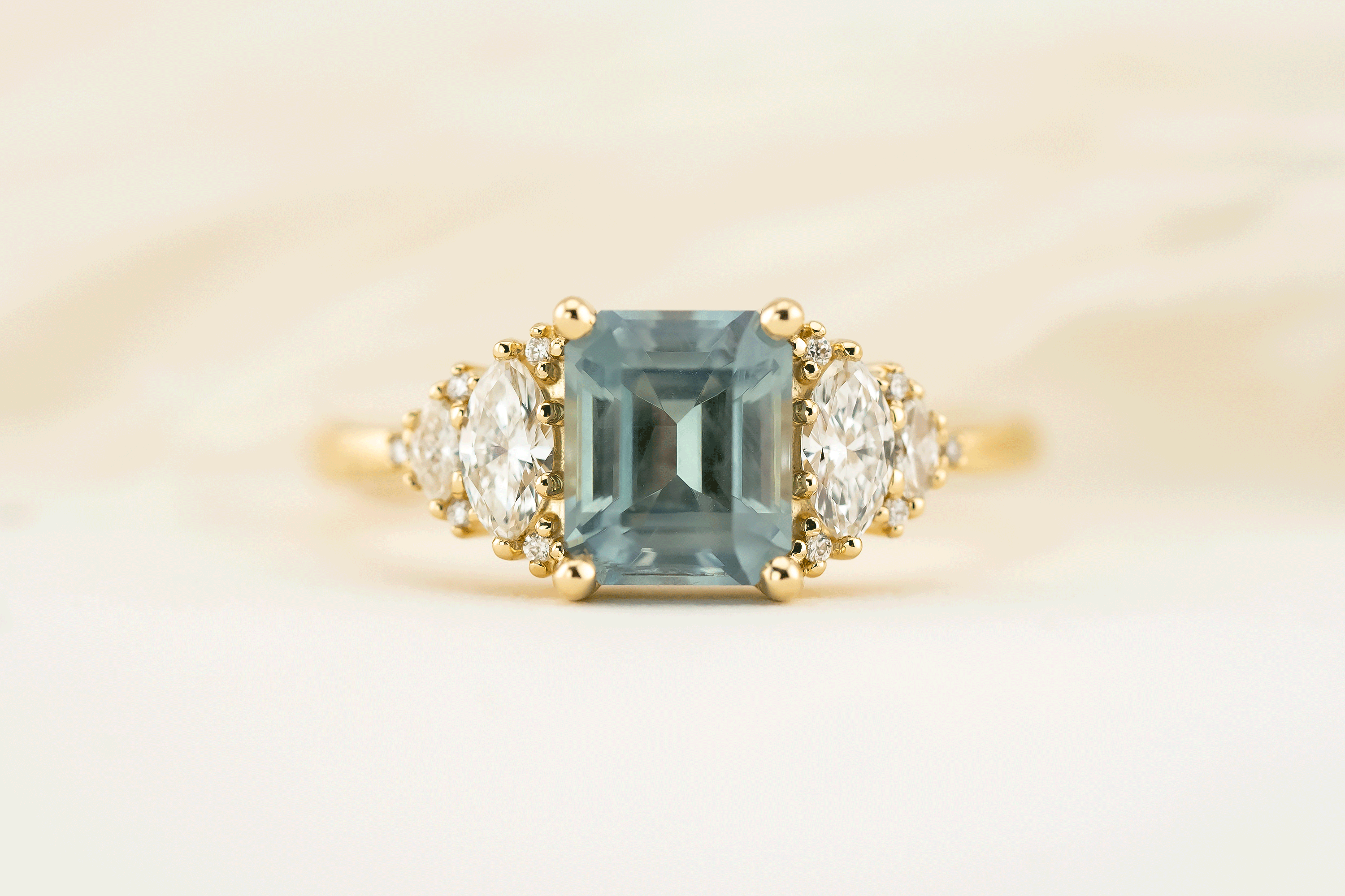 The Vivienne Ring | 2 CT Emerald Cut Light Blue Montana Sapphire - Lavender Creek Gems 