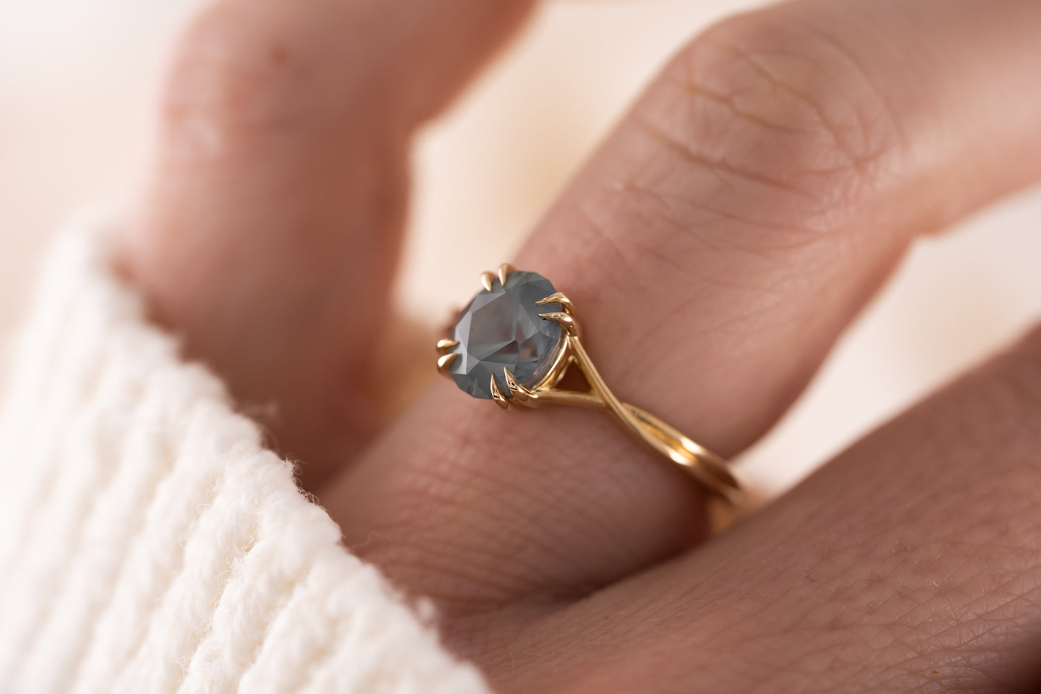 The Fates Ring | 1.97 CT Oval Opalescent Light Blue Montana Sapphire - Lavender Creek Gems 