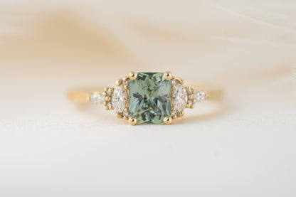 The Maeve Ring | 1.1 CT Radiant Teal Sapphire - Lavender Creek Gems 