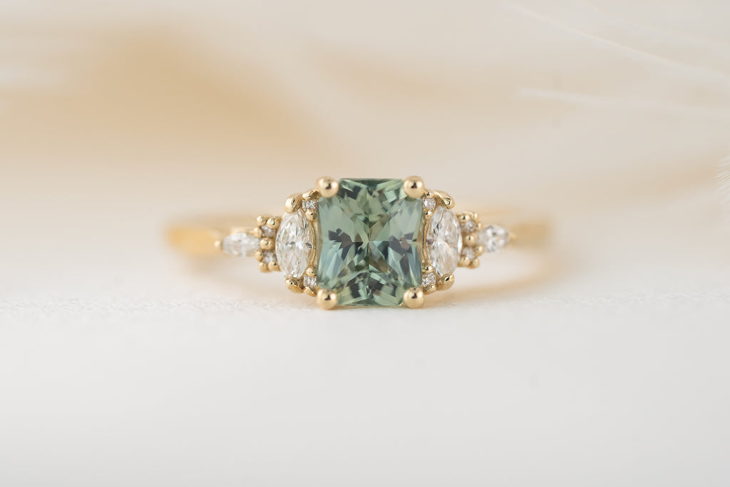 The Maeve Ring | 1.1 CT Radiant Teal Sapphire - Lavender Creek Gems 