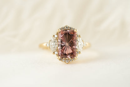 The Maren Halo Ring | 2.96 Rectangular Starbrite™ Pink Tourmaline