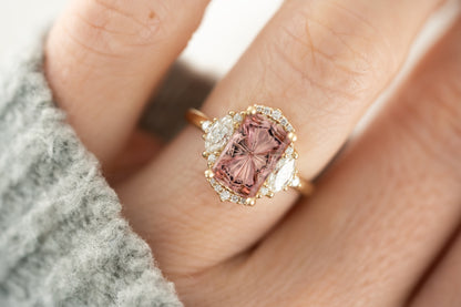 The Maren Halo Ring | 2.96 Rectangular Starbrite™ Pink Tourmaline