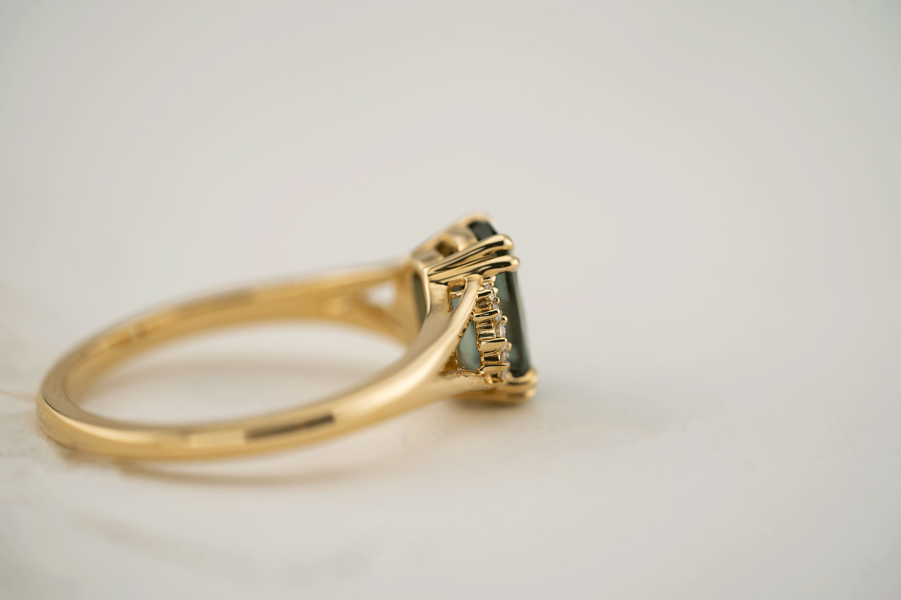 The Serendipity Ring | 1.71 CT Cushion Teal Blue Sapphire - Lavender Creek Gems 
