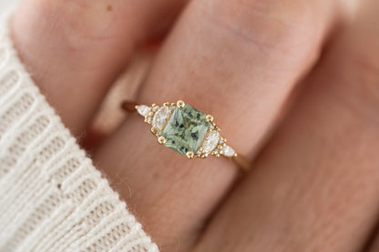 The Maeve Ring | 1.1 CT Radiant Teal Sapphire - Lavender Creek Gems 