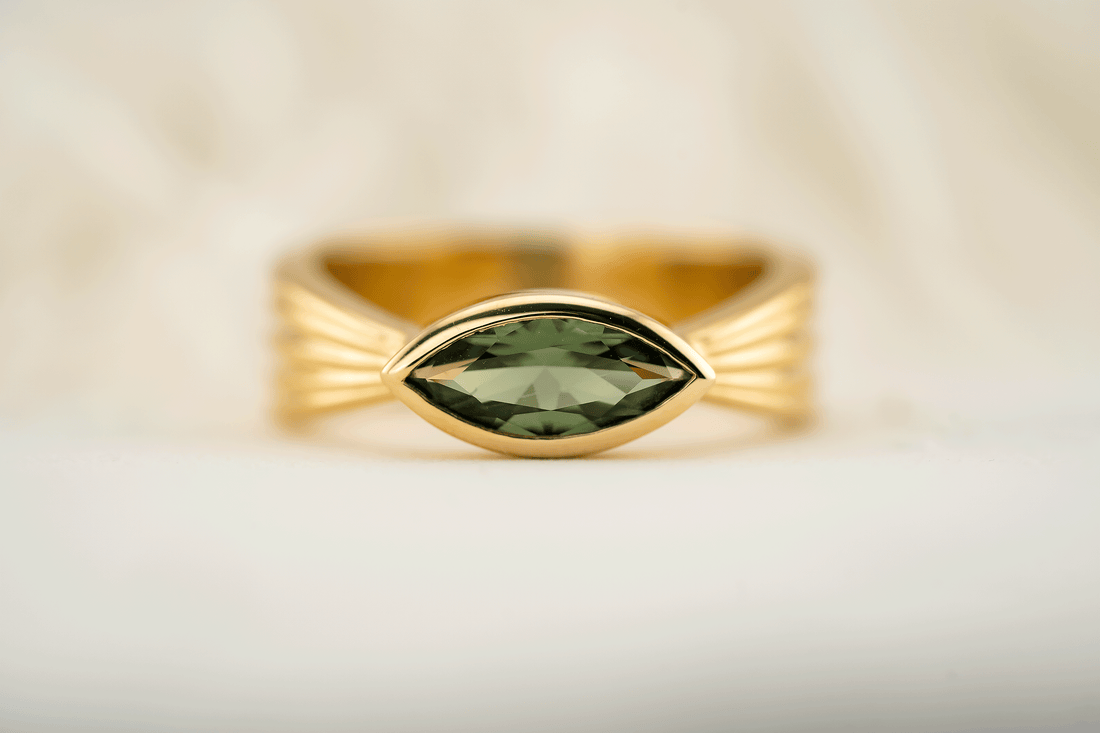 The Veil Ring | 1.04 CT Green Marquise Sapphire - Lavender Creek Gems