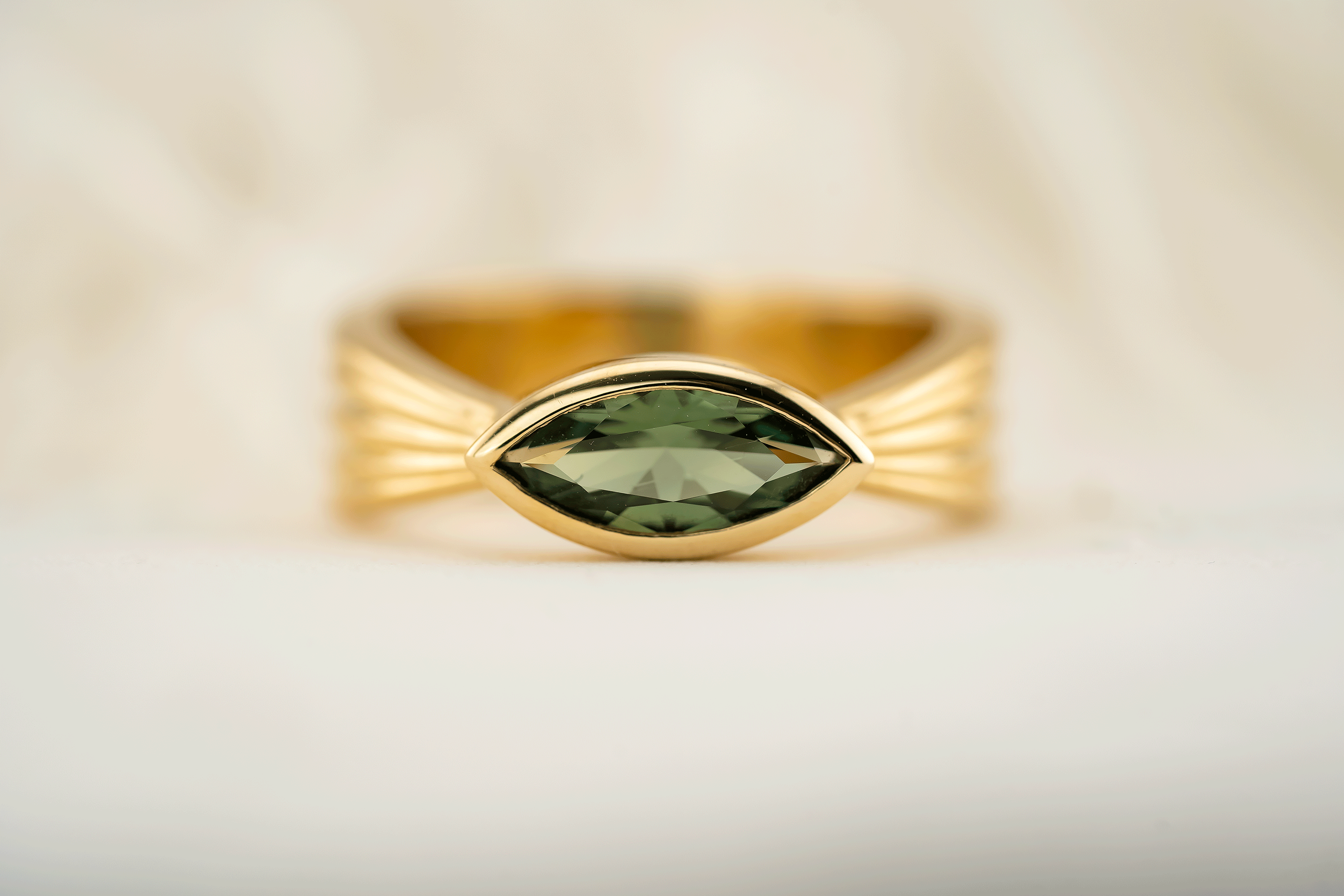 The Veil Ring | 1.04 CT Green Marquise Sapphire - Lavender Creek Gems 