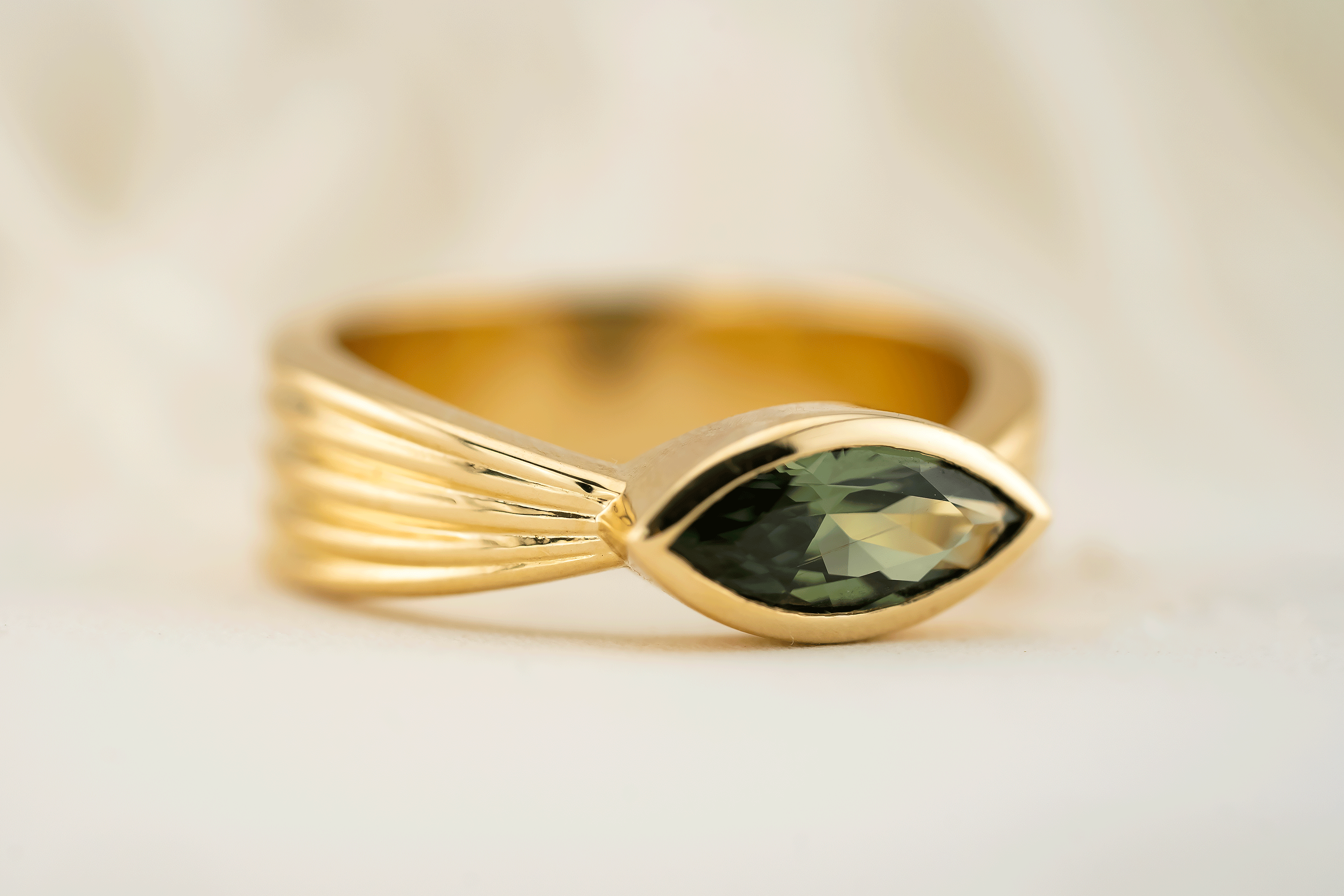 The Veil Ring | 1.04 CT Green Marquise Sapphire - Lavender Creek Gems 