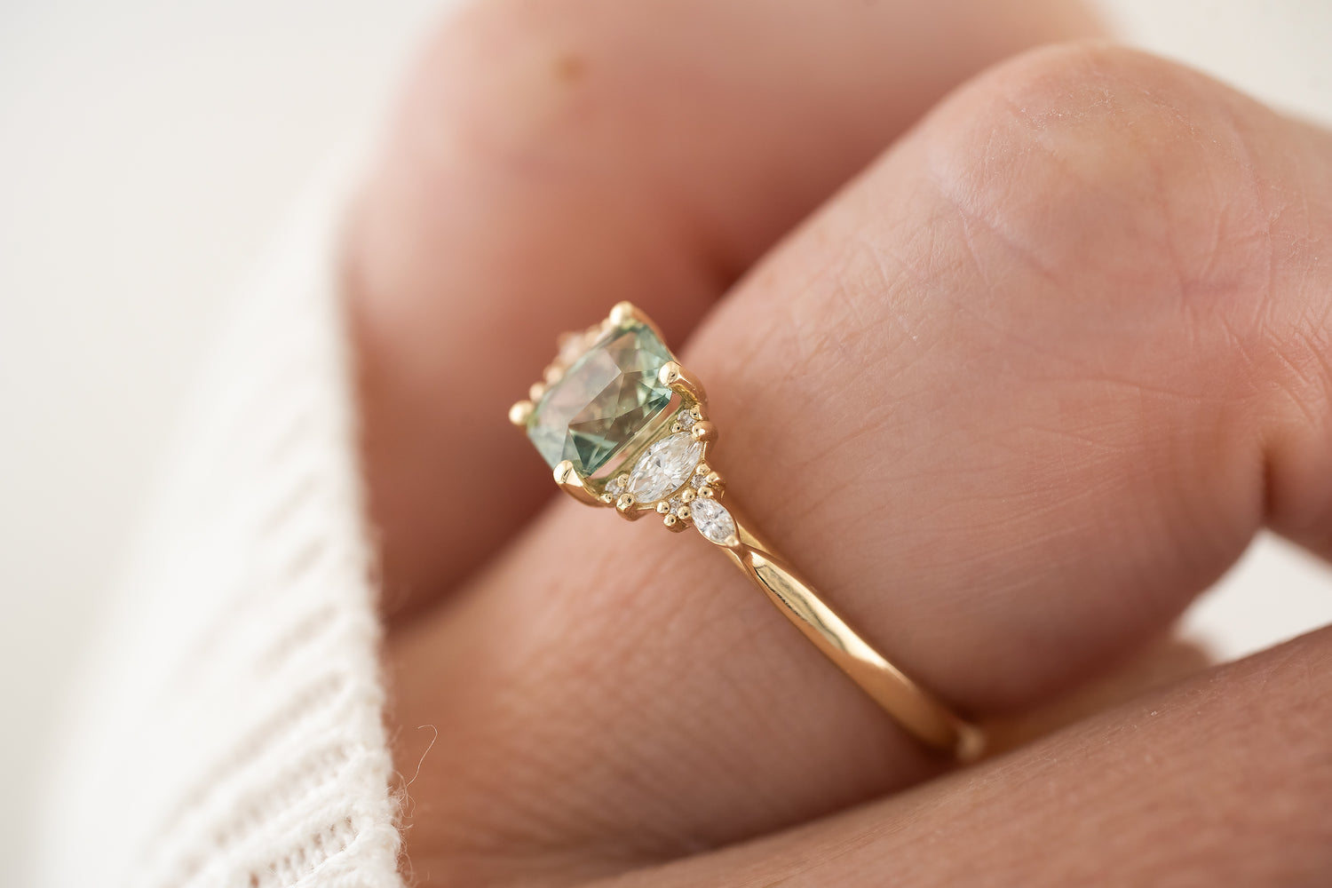 The Maeve Ring | 1.1 CT Radiant Teal Sapphire - Lavender Creek Gems 