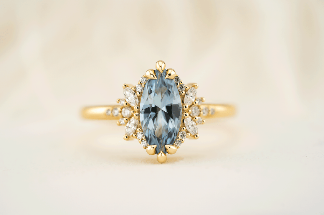 The Reverie Ring | 1.37 CT Marquise Blue Sapphire - Lavender Creek Gems
