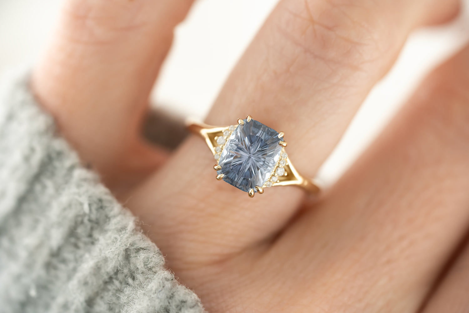 The Serendipity Ring | 2.76 CT Cushion Starbrite™ Blue Sapphire