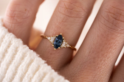 The Mini Maeve Ring | 0.57 CT Marquise Blue Sapphire - Lavender Creek Gems 