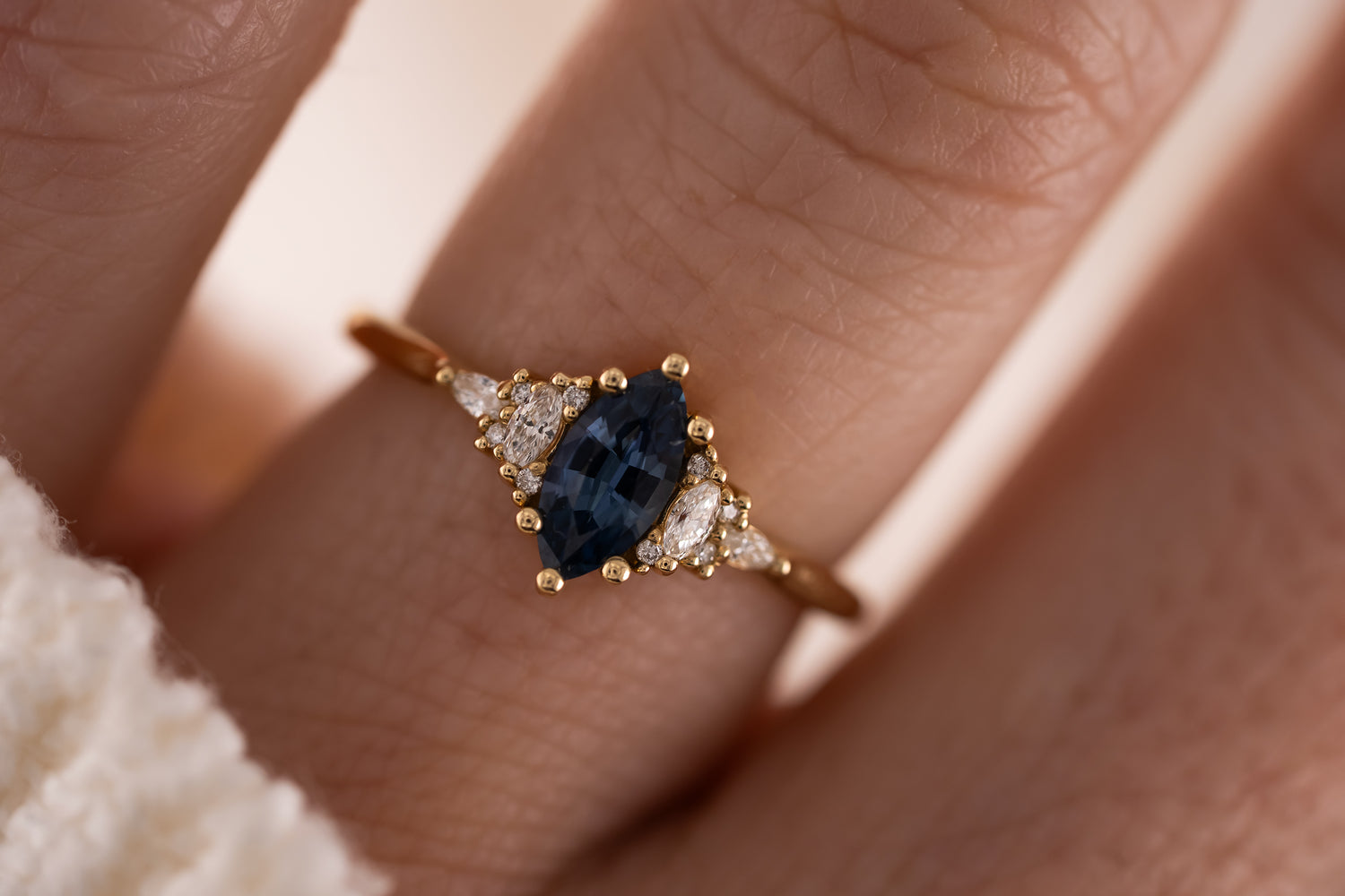 The Mini Maeve Ring | 0.57 CT Marquise Blue Sapphire - Lavender Creek Gems 