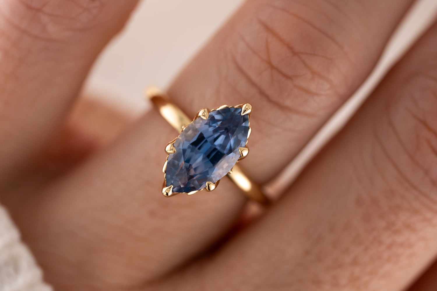 The Secret Garden Ring | 3.87 CT Marquise Blue Sapphire
