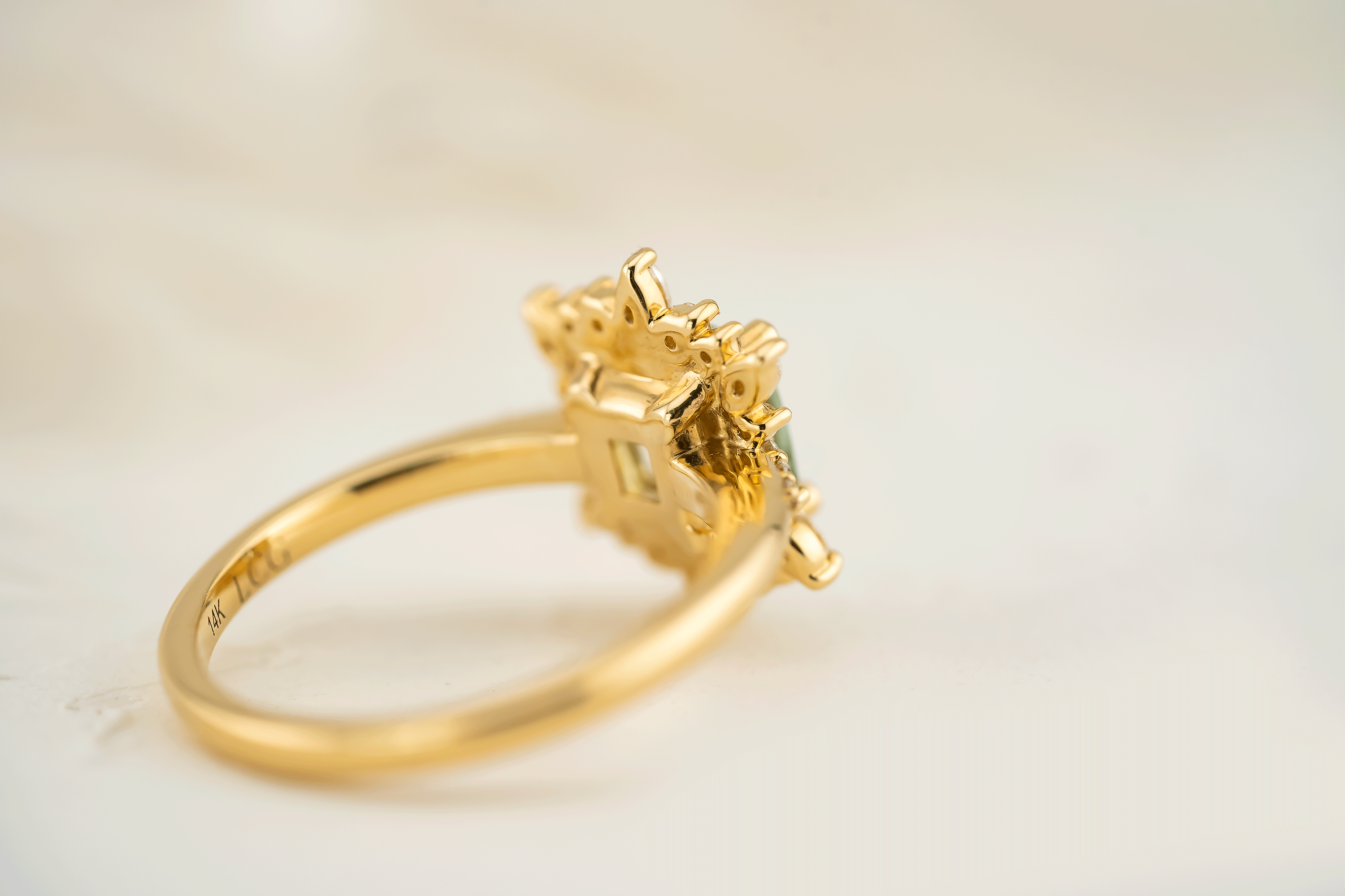 The Fern Ring | 1.53 CT Radiant Green Sapphire - Lavender Creek Gems 
