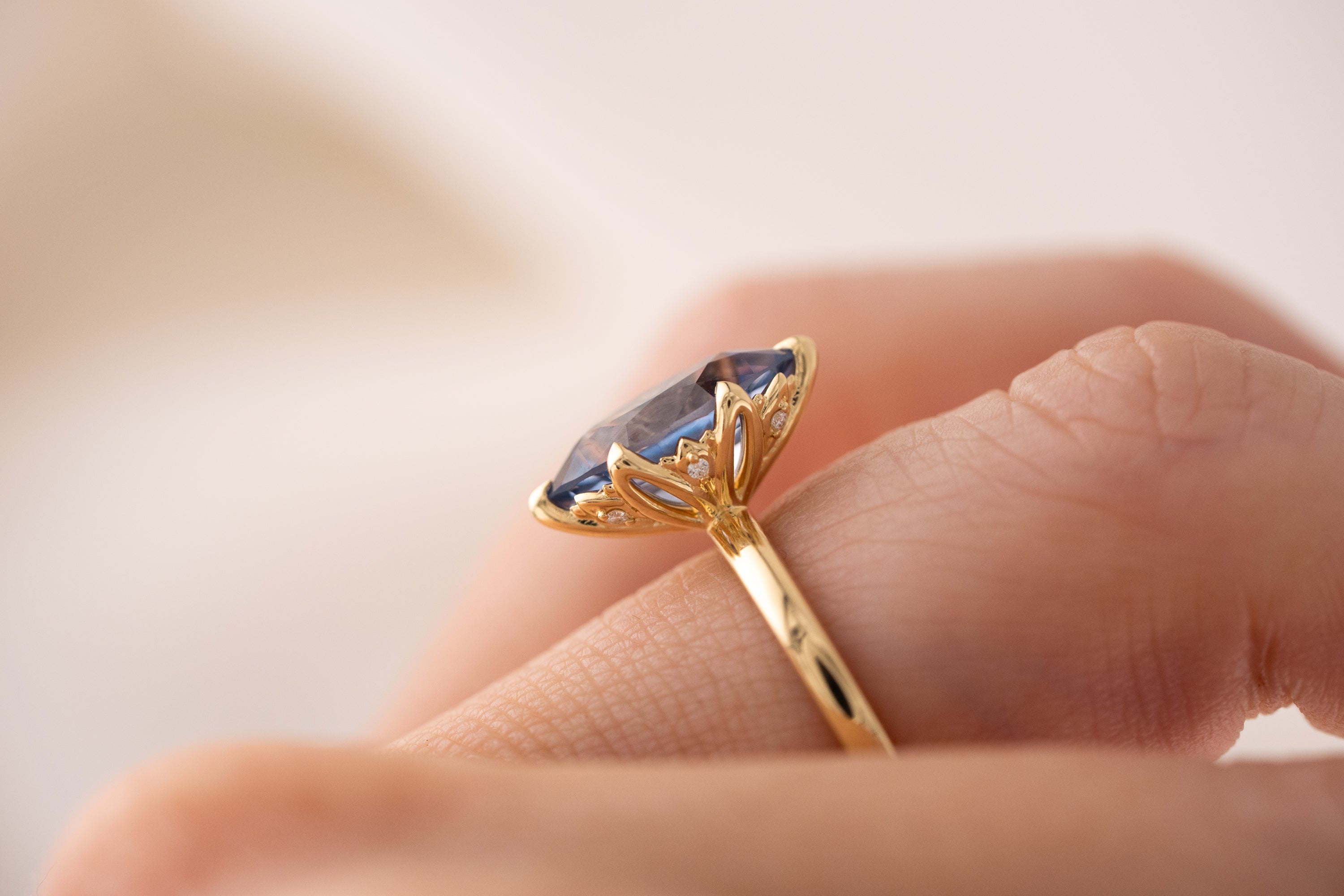 The Secret Garden Ring | 3.87 CT Marquise Blue Sapphire
