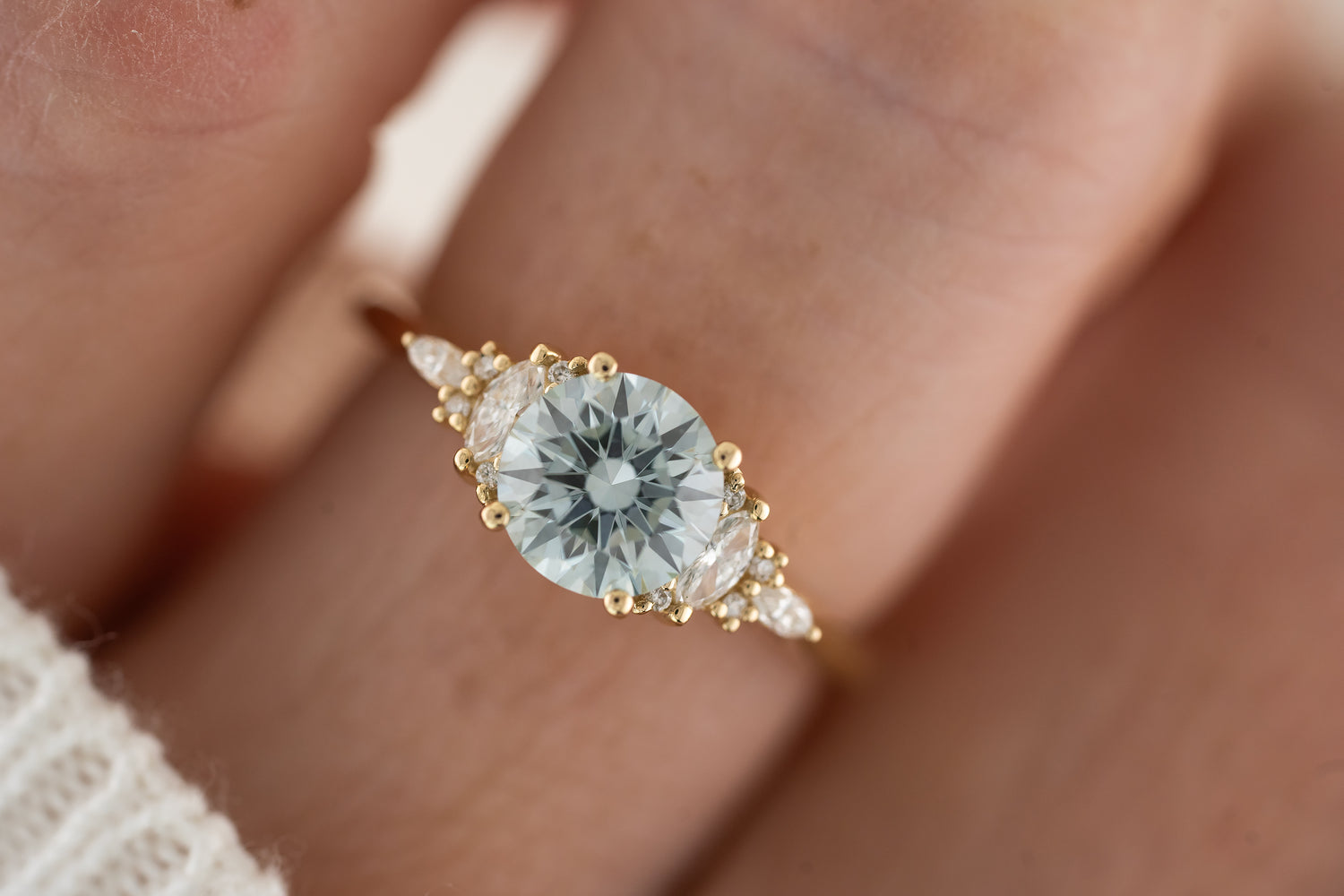 The Maeve Ring | 1.2 CT Round Light Blue Lab Diamond - Lavender Creek Gems 
