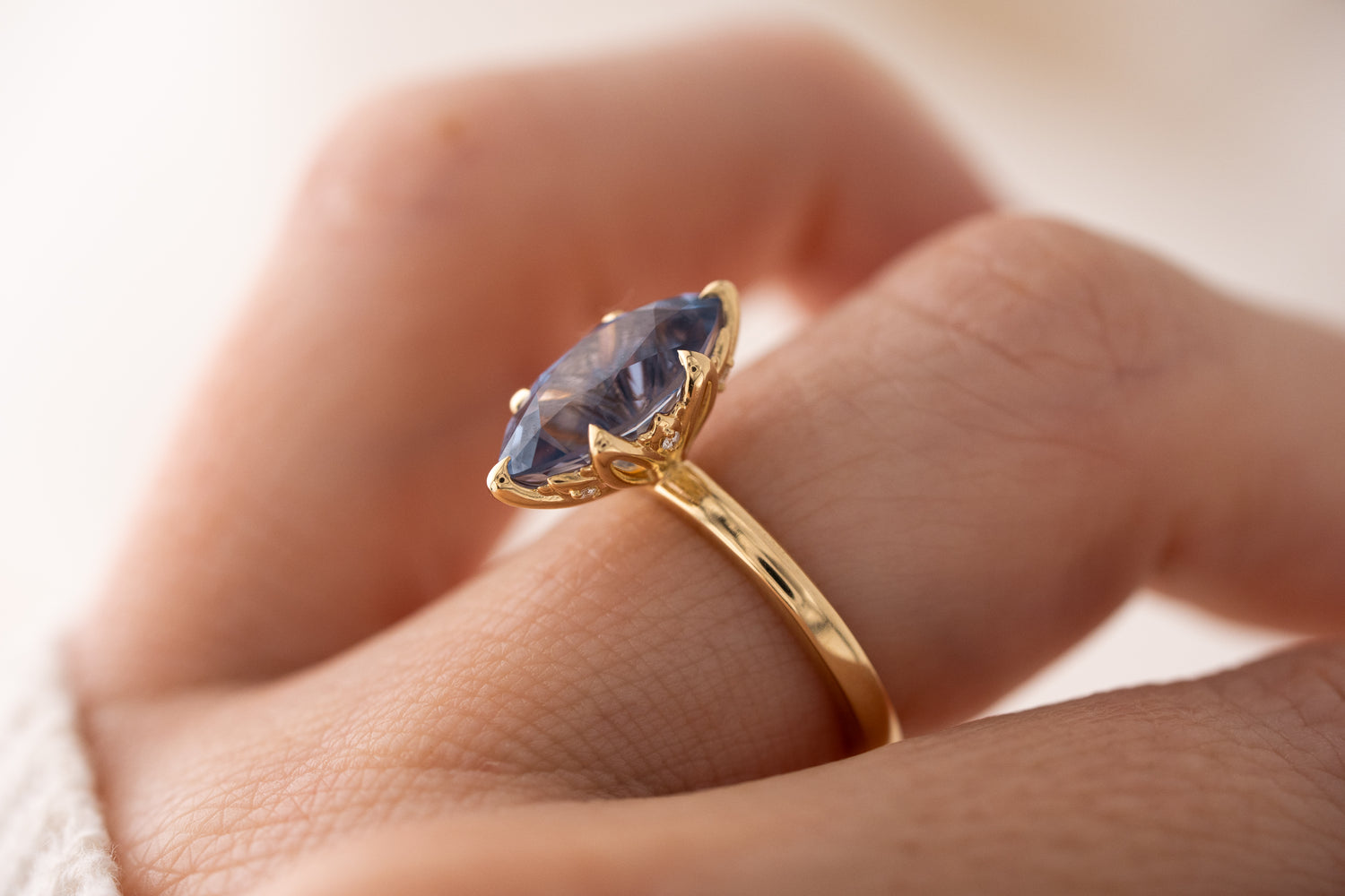 The Secret Garden Ring | 3.87 CT Marquise Blue Sapphire