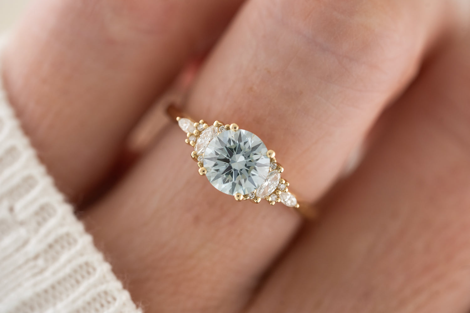 The Maeve Ring | 1.2 CT Round Light Blue Lab Diamond - Lavender Creek Gems 