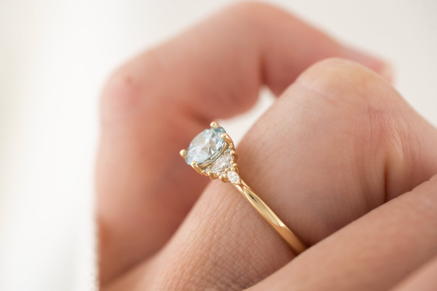 The Maeve Ring | 1.2 CT Round Light Blue Lab Diamond - Lavender Creek Gems 