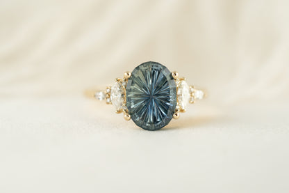 The Maeve Ring | 3.08 CT Oval Starbrite™ Blue Bi-Color Sapphire