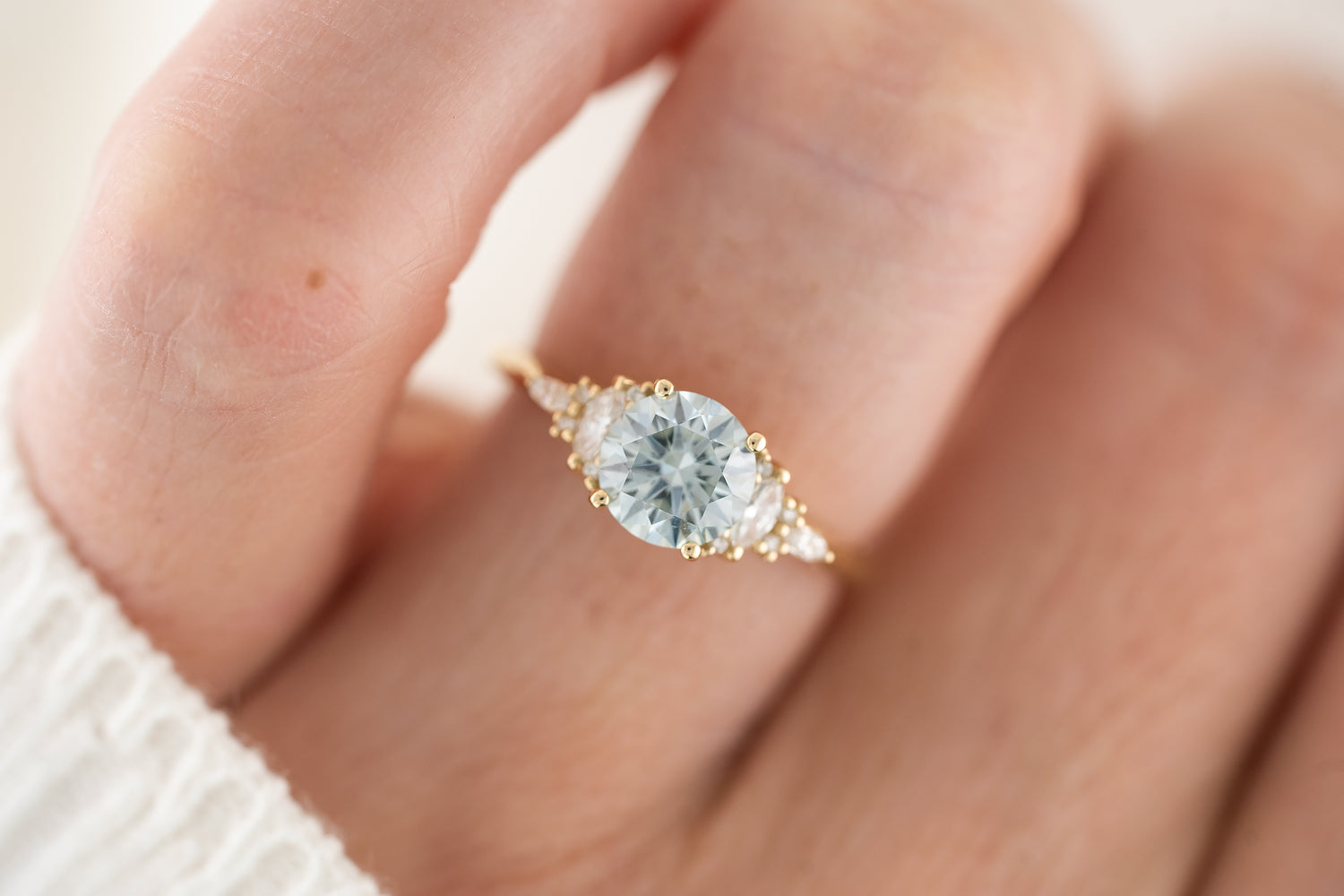 The Maeve Ring | 1.2 CT Round Light Blue Lab Diamond - Lavender Creek Gems 