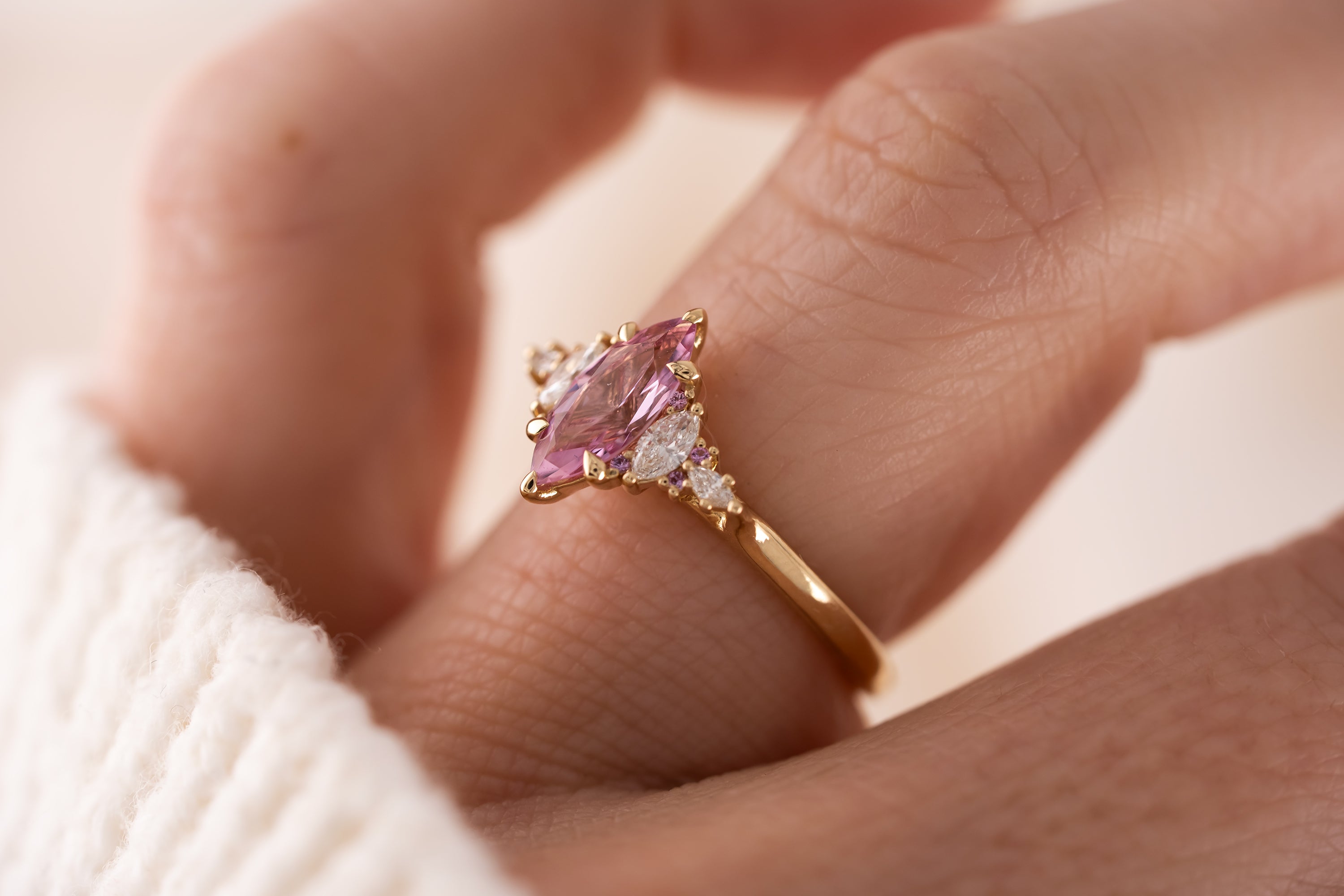 The Maeve Ring | 0.91 CT Marquise Baby Pink Sapphire