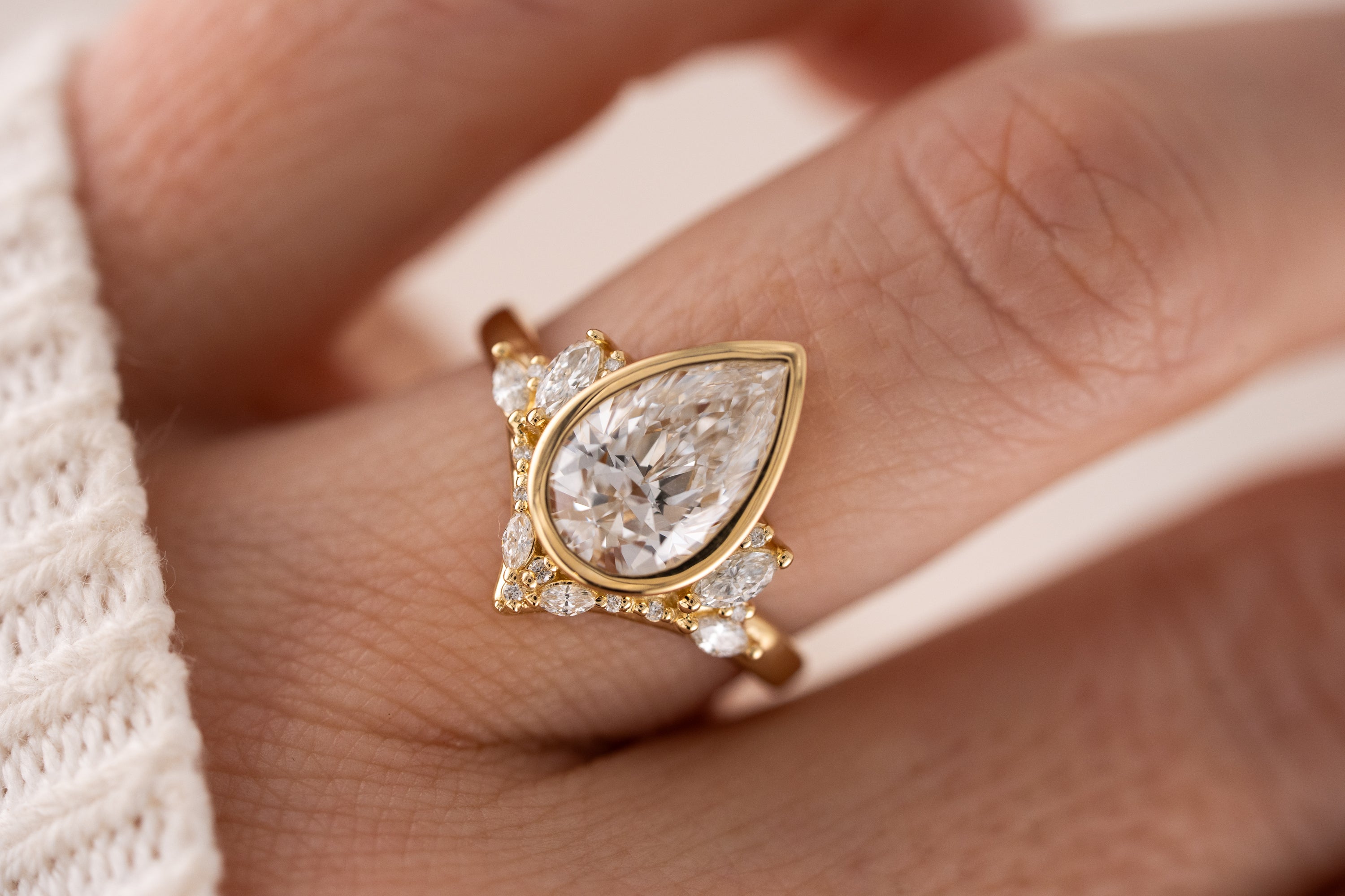 The Bezel Aurora Ring | 2.28 CT Pear Diamond