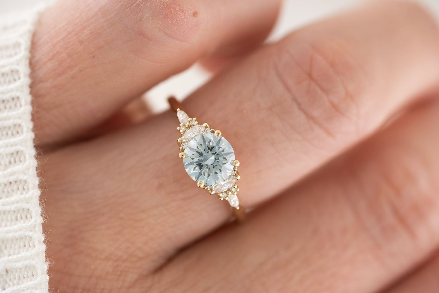 The Maeve Ring | 1.2 CT Round Light Blue Lab Diamond - Lavender Creek Gems 