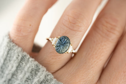 The Maeve Ring | 3.08 CT Oval Starbrite™ Blue Bi-Color Sapphire