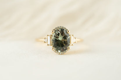 The Sura Ring | 2.34 CT Oval Sage Green Tourmaline